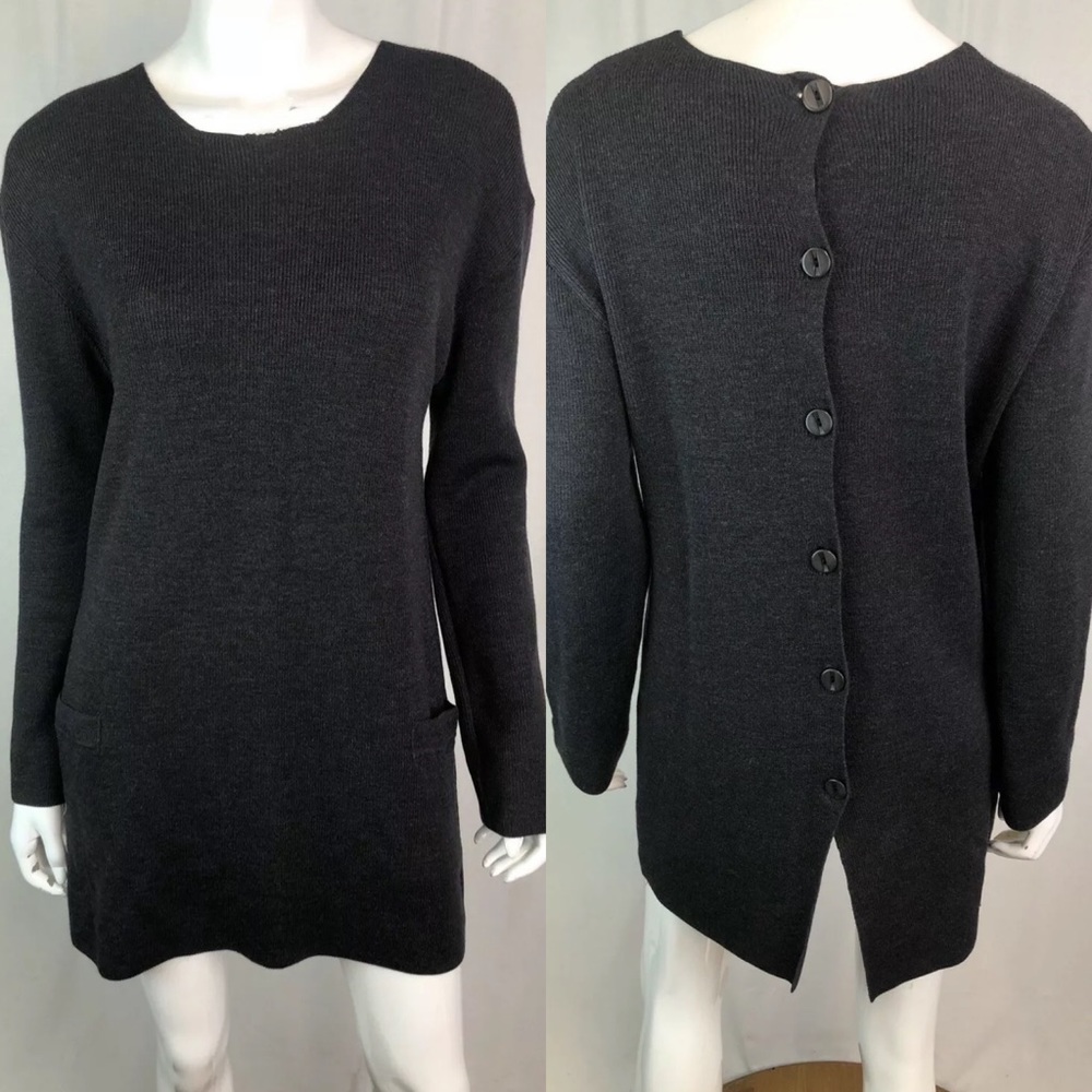 Comma, Merino Wool Ribbed Button Back Dress